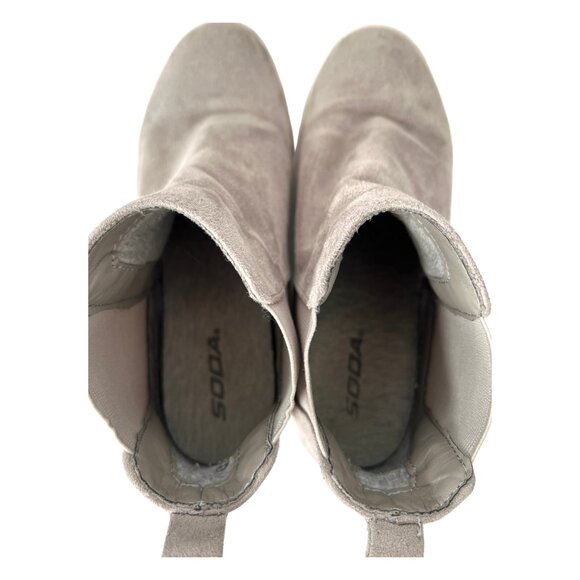 Soda Wedge Sneaker Shoes Side Zipper Light Grey High Top‎ Women Size 7.5 Taupe - Picture 5 of 8